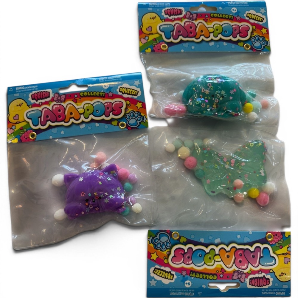 Taba-Pops Squishy Sensory Toy Bundle Cat Frog Butterfly 3 Piece Set NEW
